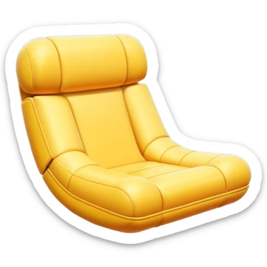 Minimal emoji of a floating anti-gravity chair with soft glow underneath, smooth rounded form sticker