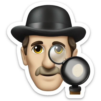 Basil rathbone as Sherlock holmes with deerstalker hat looking through magnifying glass sticker