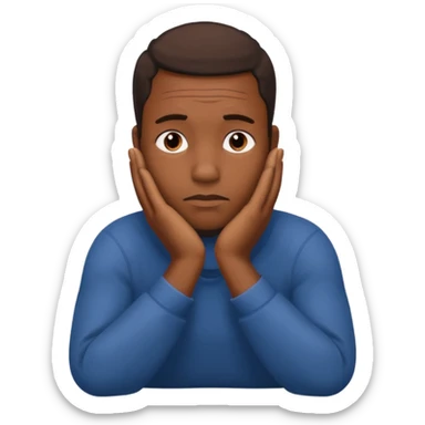 black man with face resting on hands showing boredom sticker