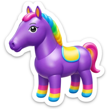  Lisa Frank style inflatable vinyl chubby horse toy figure  sticker
