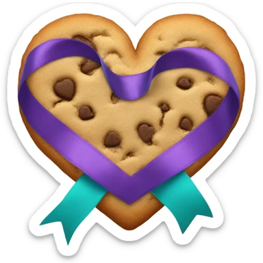 Cookie heart with teal purple support ribbon loop sticker