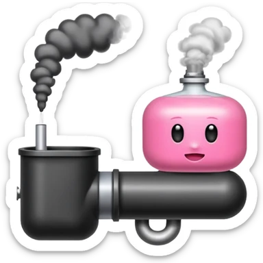 Dos tubos de ensayo diferentes con líquido rosa y otro con líquido negro, y humo. sticker