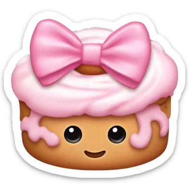Cinnamonroll emoji with a baby pink bow and a baby pink heart on the side sticker