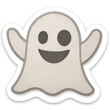 cartoon ghost emoji, paper craft style, textured, no background sticker