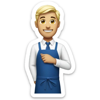waiter in a blue apron sticker