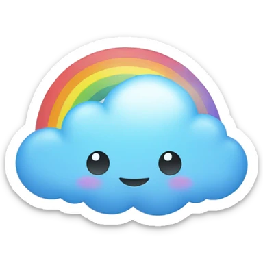 Cloud with rainbow and a bow sticker