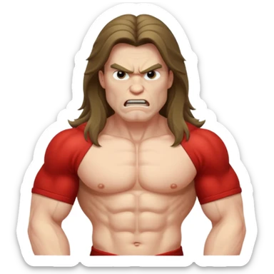 angry long hairedman with torso sticker