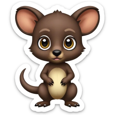 Adorable dark baby edgy animal-hybrid full body, big Eyes, marsupial  sticker