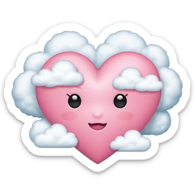 pink heart + cloud sticker