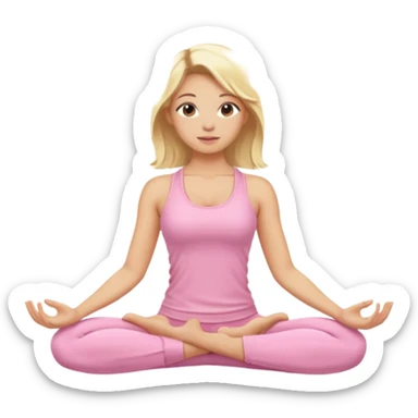 blonde yoga girl light pink clothes n sticker