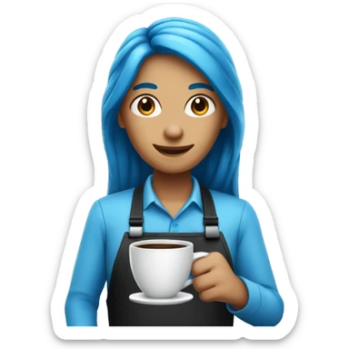Blue long hair barista serving coffee sticker