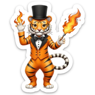 tiger  vintage-circus-performer-spitting-fire full body sticker