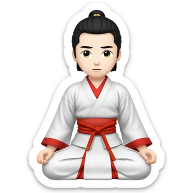 kneeling samurai in all white kimono sticker