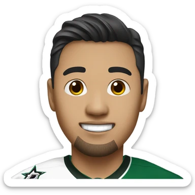 Asian guy wearing a Dallas stars jersey  sticker