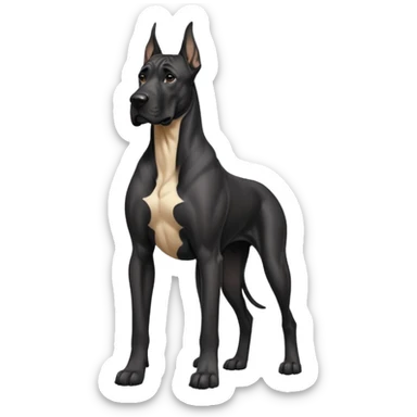 Black Male Great Dane with cropped ears in a show stance sticker