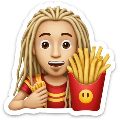 LIGHTSKIN DREADHEAD EATING FRENCH FRY  sticker