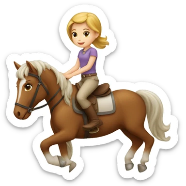 white little girl riding a horse sticker