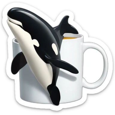 killer whale swimming in mug sticker