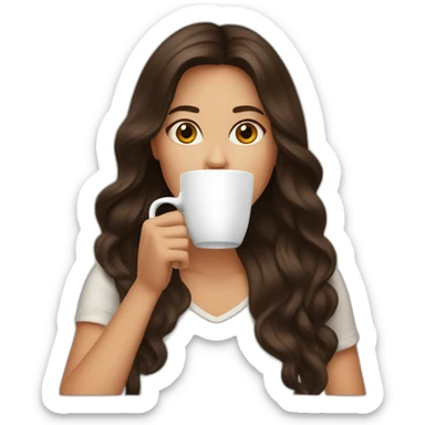 brunette drinking coffee sticker
