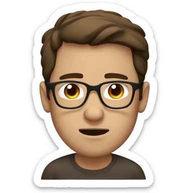 Sleepy white/brown guy with dark brown hair and brown glasses sticker