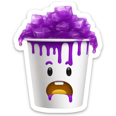 thick white styrofoam cup filled with purple ooze and ice cubes sticker