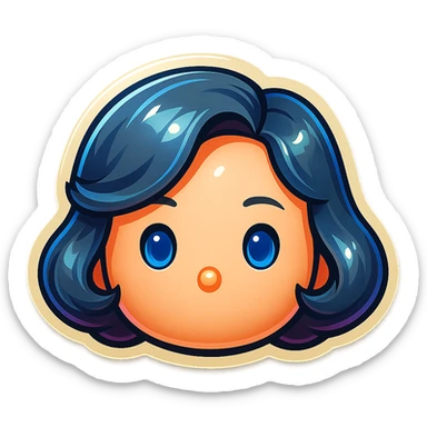 Make the tone of the hair cooler with more blue-grey hues, keep plush tsum tsum style, blue eyes, 1940s bob hairstyle, no body, no mouth, and remove the background. sticker