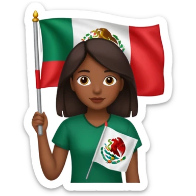 Hispanic girl holding a Mexican flag  sticker