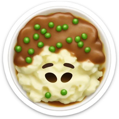 mashed potatoes with gravy and peas sticker