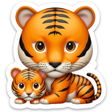 tiger and little tiger their eyes next to each other sticker