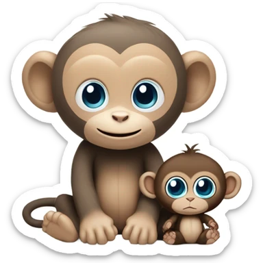 Light brown body, light blue eyes, baby monkey, jellycat stuffed animal sticker
