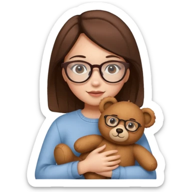 girl wearing glasses with teddy bear  sticker