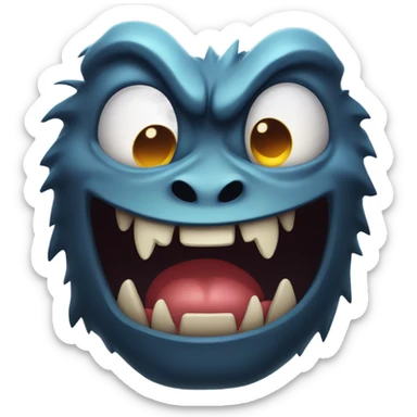Scary monster with fangs opening his mouth sticker
