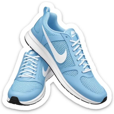 light pale blue nike athletic running shoes with white laces sticker