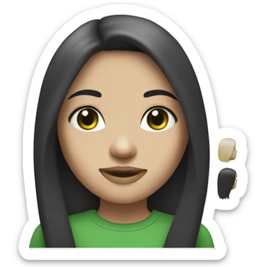 Girl with long and black and straight hair and green eyes and white skin  sticker