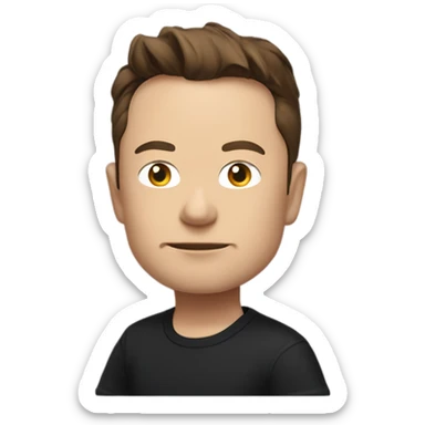 Elon Musk, wearing a black t-shirt and jeans, with a calm and introspective expression. sticker