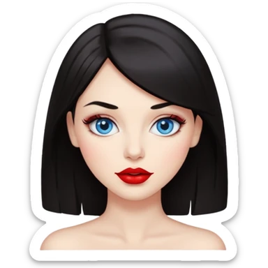 Sassy dark hair woman with blue eyes sticker