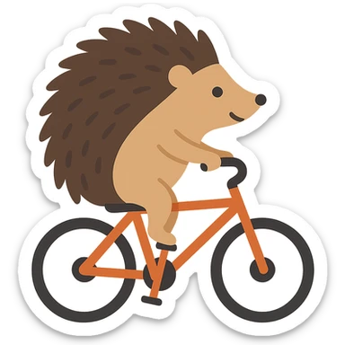 flat design style hedgehog riding a bicycle sticker