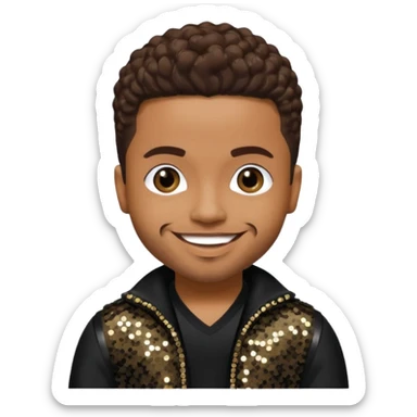 Raz-B from B2K with dark brown hair, black sequin outfit sticker
