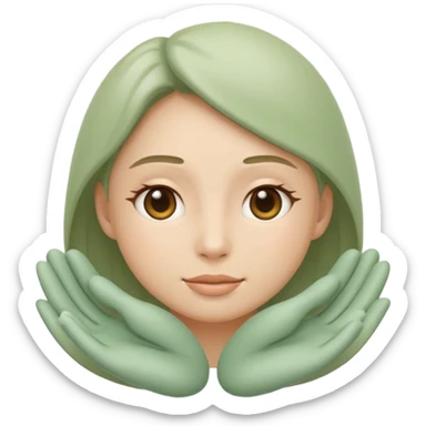 Minimal wellness emoji representing tighter skin and firmness,
subtle lifting effect, smooth contours, calm and natural,
no beauty or cosmetic symbols, soft sage green color palette sticker