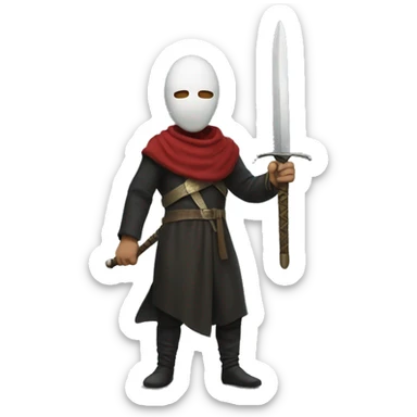 A masked man carrying a sword sticker