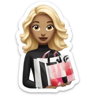 blonde girl holding sephora bag sticker