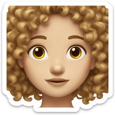 a pale girl brown  tall curly hair with big volume and light brown eyes   sticker