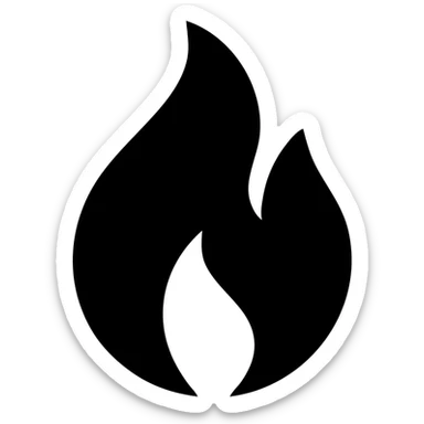 abstract flame shape, solid black geometric style sticker