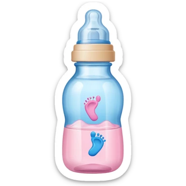 Work in a scripted font around lots of NICU related stuff; baby bottle, blue and pink footprints, monitoring sticker