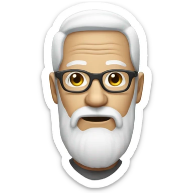 old man  with white hai and full beard with specs sticker