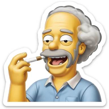 Hommer Simpson ki fumme un enorme joint plien de fumme dans le decord et il rigole  sticker