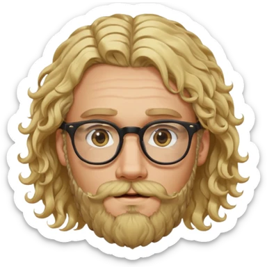 blond man with beard and spectacles and long curly hair and piercings  sticker