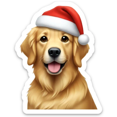 Golden retriever wearing a Santa hat sticker