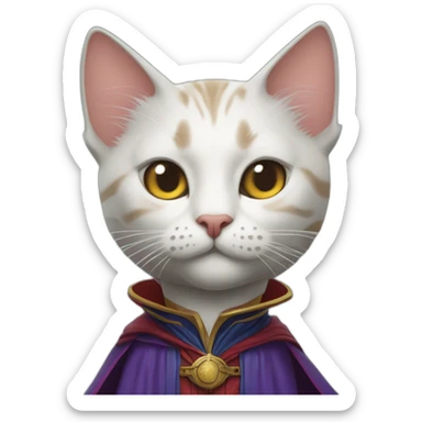cat dressed up like Doctor Strange from Marvel sticker