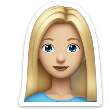 Young girl Blonde and straight hair with blue eyes sticker